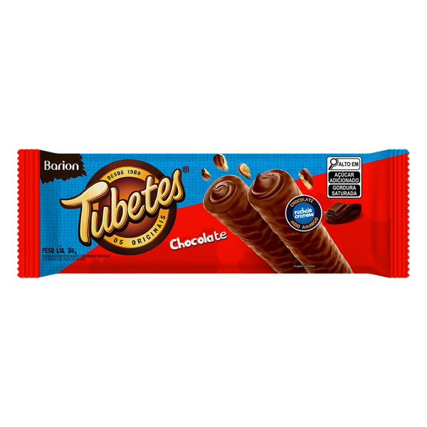 Tubetes Wafer Barion Recheado Chocolate 80g