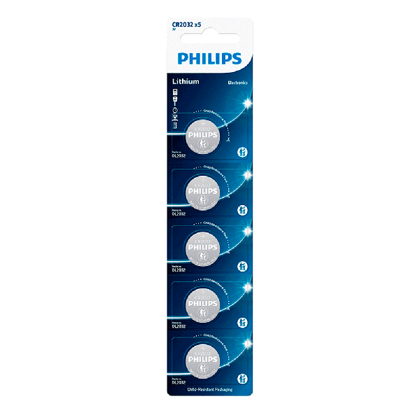 BATERIA PHILIPS MOEDA 3V CR2032P5B 5UN