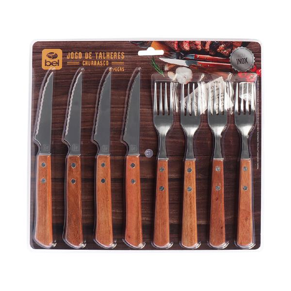 JOGO DE TALHERES INOX CABO DE MADEIRA CH
