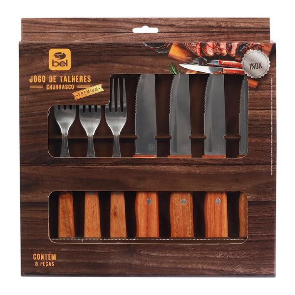 JOGO DE TALHERES INOX CABO DE MADEIRA CH