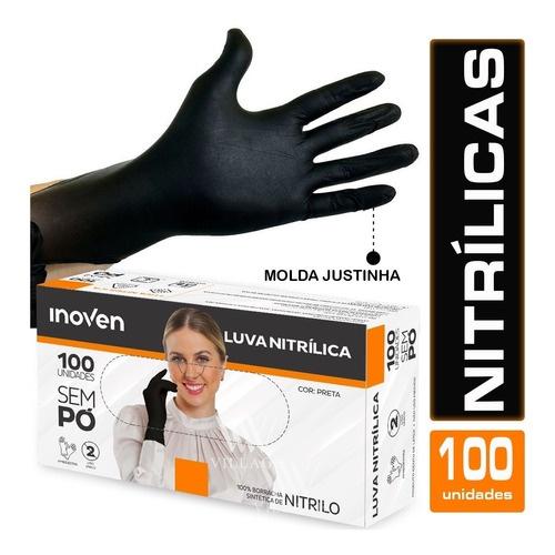 LUVA NITRILICA PRETA G INOVEN C/100