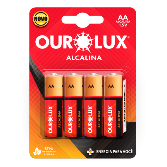PILHA OUROLUX ALCALINA AA PEQ 4UN