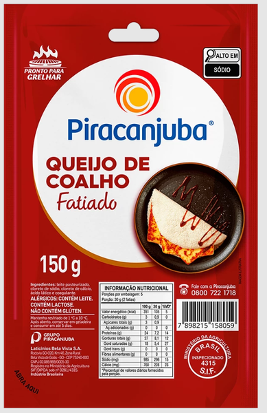 QUEIJO COALHO PIRACANJUBA FATIADO 150G