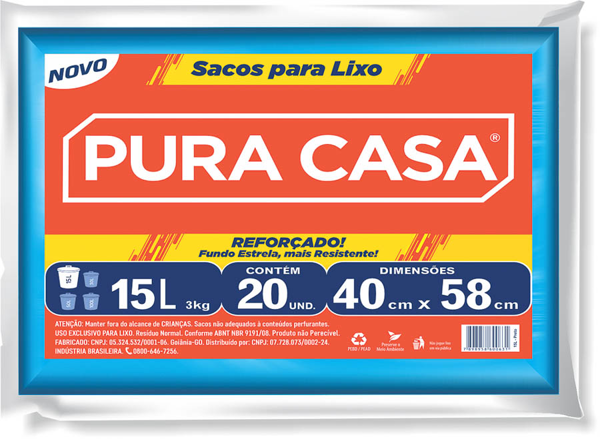 SACO LIXO 015L PURA CASA AZUL