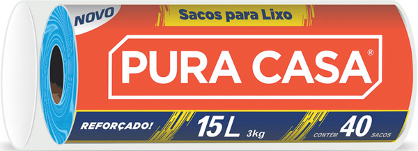 SACO LIXO 015L PURA CASA ROLO AZUL