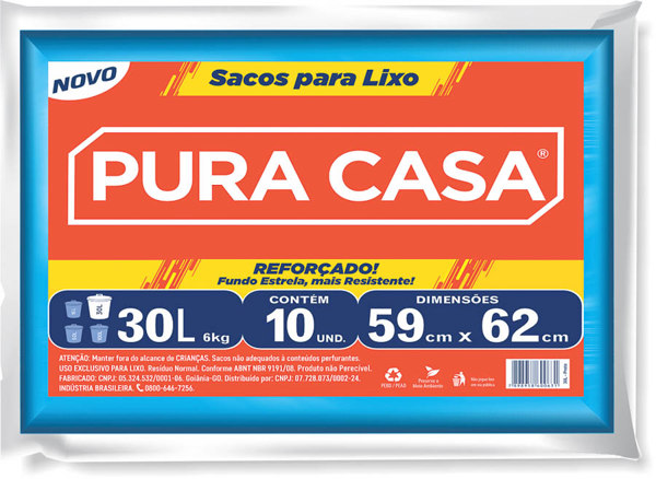 SACO LIXO 030L PURA CASA AZUL