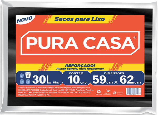 SACO LIXO 030L PURACASA PTO