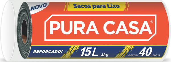 SACO LIXO 15L PURA CASA ROLO PTO