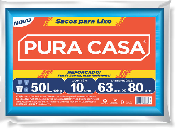 SACO LIXO 50L PURA CASA AZUL