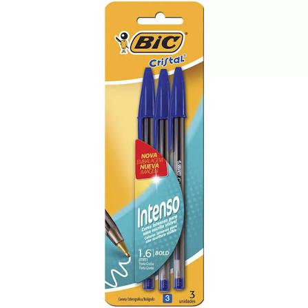 CANETA BIC CRISTAL AZUL C/3