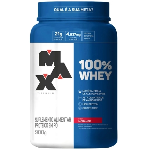 100% WHEY DE MORANGO POTE MAX TITANIUM 9