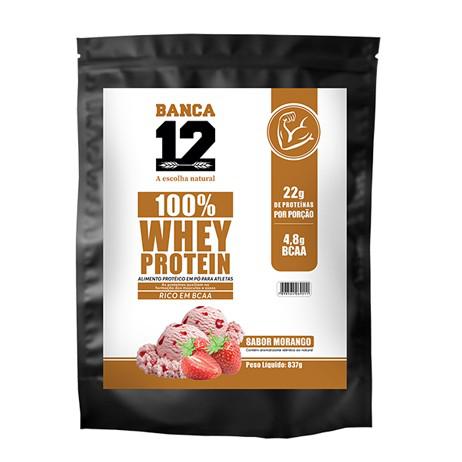 100% WHEY PROTEIN DE MORANGO BANCA 12 83