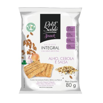BISCOITO INTEGRAL SALGADO ALHO CEBOLA SALSA 80G PETIT SABLE