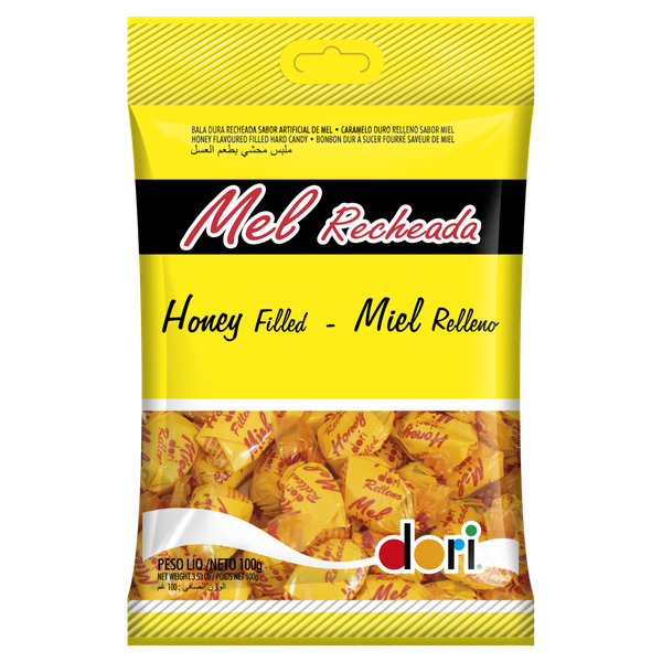 BALA DE MEL RECHEADA DORI 100G