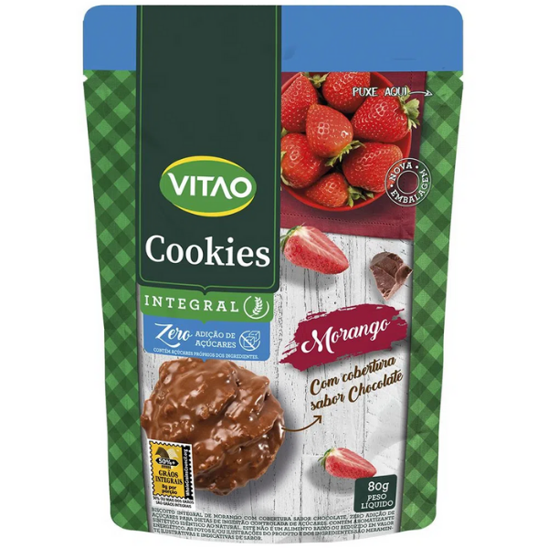 COOKIES DE MORANGO C/ CHOCOLATE ZERO VIT