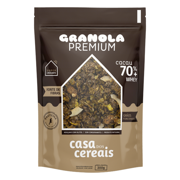 GRANOLA PREMIUM CACAU 70% + WHEY CASA DO