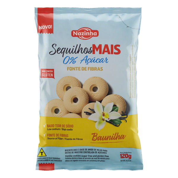 SEQUILHOS ZERO ACUCAR DE BAUNILHA NAZINH