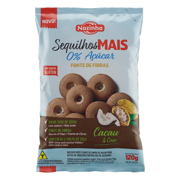 SEQUILHOS ZERO ACUCAR DE CACAU E COCO NA