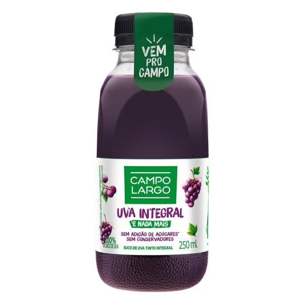 SUCO DE UVA INTEGRAL CAMPO LARGO 250ML