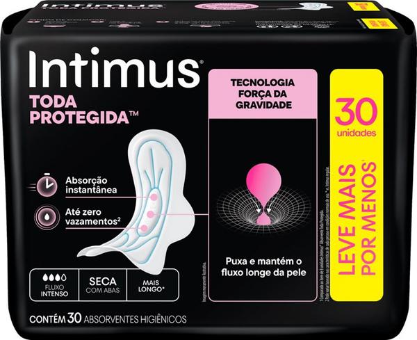 ABSORVENTE INTIMUS GEL NOTURNO SECA C/ABAS LV+PG C/ 30 UNIDADES