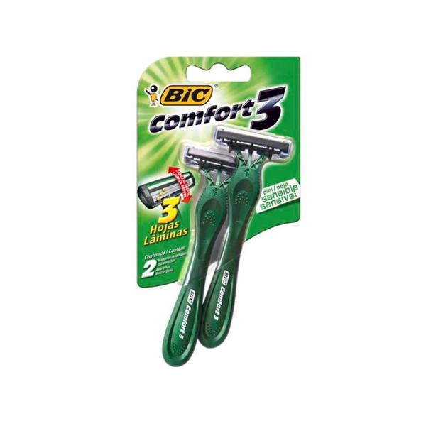 APARELHO DE BARBEAR BIC COMFORT3 PELE SENSÍVEL C/2 UN