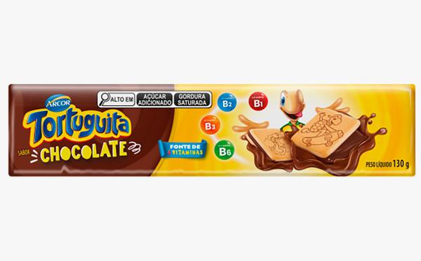BISCOITO RECHEADO TORTUGUITA CHOCOLATE QUADRADO 130G