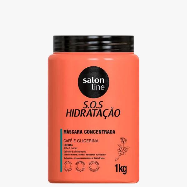 CREME MÁSCARA SALON LINE S.O.S HIDRATAÇÃO CAFÉ E GLICERINA 1KG