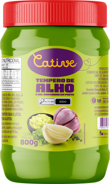 Tempero Cative Alho e Sal C/Ervas 800g