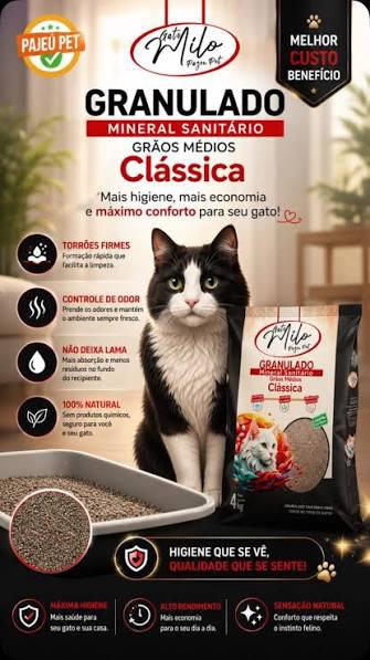 AREIA GRANULADA GATO MILO COMUM  4KG