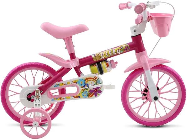 BICICLETA ARO 12 FEM FLOWER ROSA/BCO LILLY 03 BUBA
