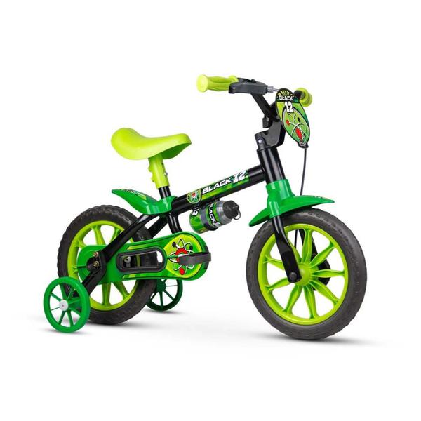 BICICLETA ARO 12 MASC BLACK 12 PTO/VERD BUBA
