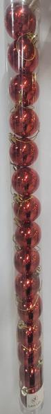 BOLA NATALINA METALIZADA JG/15 TUBO 4CM VERMELHO 