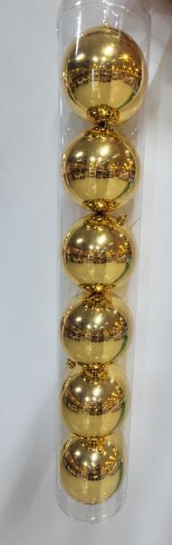 BOLA NATALINA METALIZADA JG/6 TUBO 10CM DOURADO 