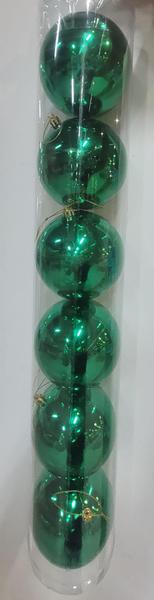 BOLA NATALINA METALIZADA JG/6 TUBO 10CM VERDE 