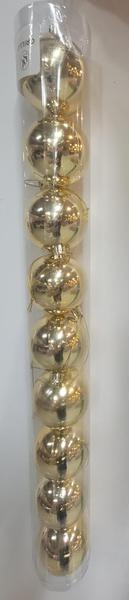 BOLA NATALINA METALIZADA JG/9 TUBO 6CM DOURADO 