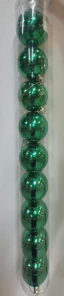 BOLA NATALINA METALIZADA JG/9 TUBO 6CM VERDE