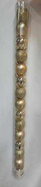 BOLA NATALINA MISTA JG/15 TUBO 4CM DOURADO