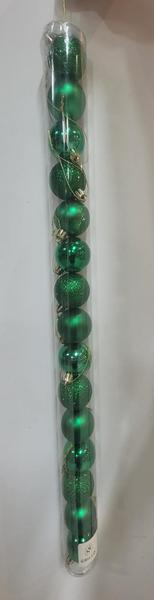 BOLA NATALINA MISTA JG/15 TUBO 4CM VERDE