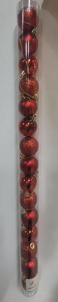 BOLA NATALINA MISTA JG/15 TUBO 4CM VERMELHO