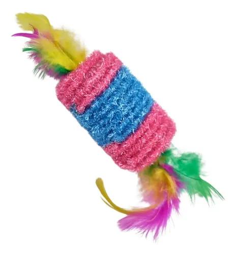 BRINQUEDO PARA GATO DE JUTA + PENA COM CATNIP 19CM
