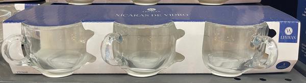 CONJUNTO 3 PCS XICARA DE VIDRO 150ML   LEVIVAN 