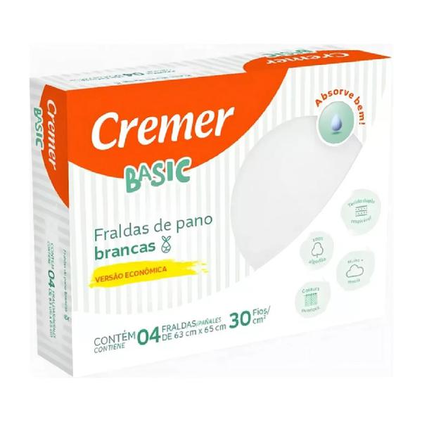 FRALDA PANO CREMER BASIC 65X63CM 4UN