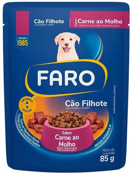 RACAO CAO FARO FILHOTE CARNE 85G