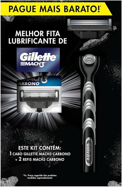 KIT GILLETTE MACH3 1AP CARBONO+2REFIS
