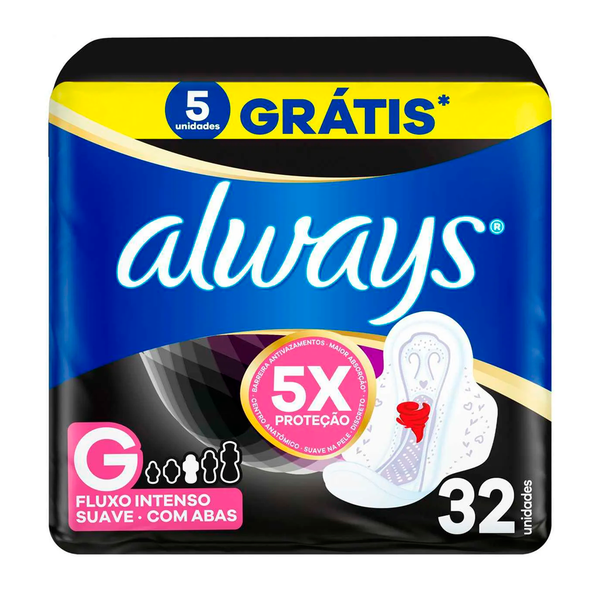 ABSORVENTE COM ABAS NOTURNO SUAVE ALWAYS LV+ PG- 32un