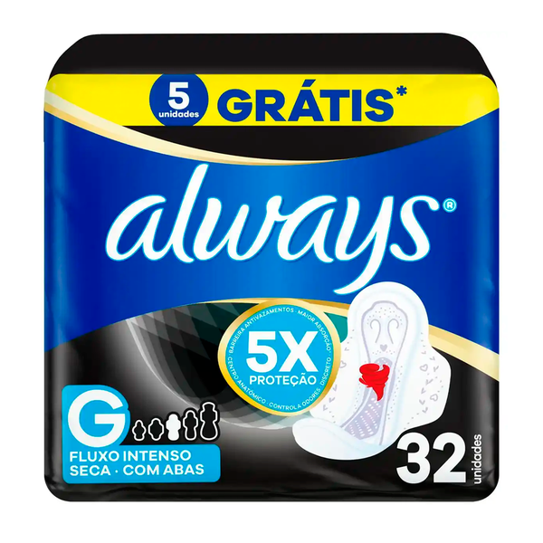 ABSORVENTE COM ABAS SECA NOTURNO  ALWAYS LV+ PG- 32un
