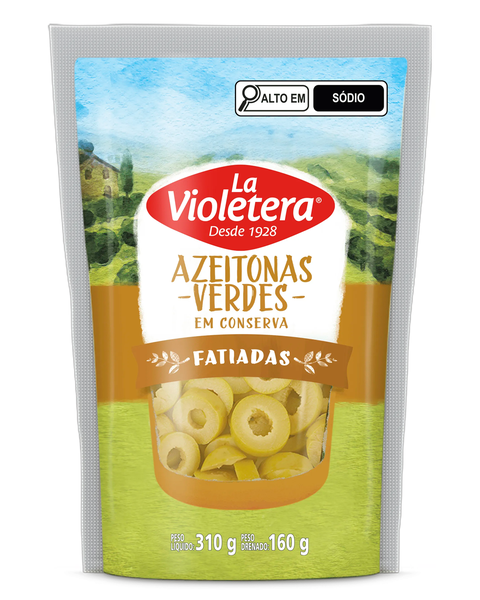 AZEITONA VERDE FATIADA LA VIOLETERA DOYPACK 160g