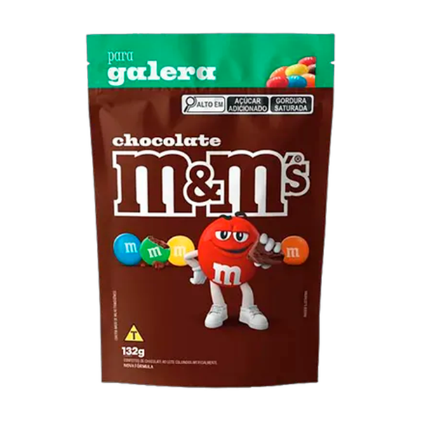 BALA CHOCOLATE M&M SACHE 132g AO LEITE