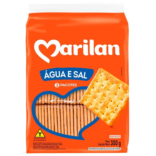 BISCOITO CREAM CRACKER  MARILAN PCT 300g AGUA E SAL