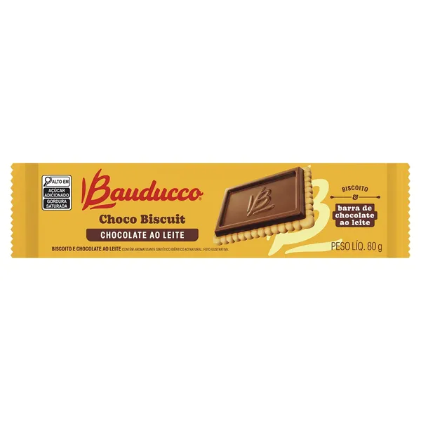 BISCOITO DOCE CHOCO BISCUIT  BAUDUCCO PCT 80g CHOCOLATE AO LEITE